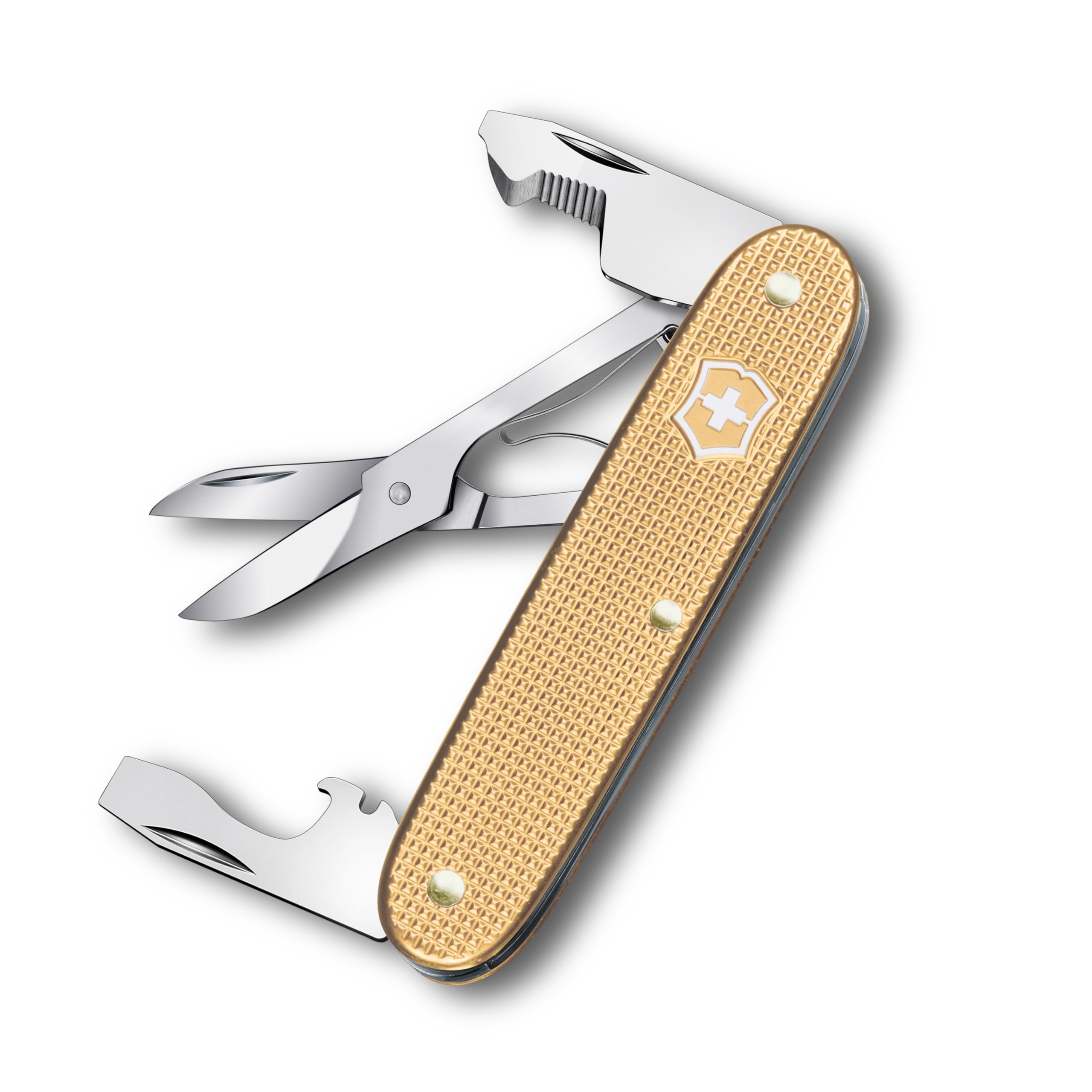 

VICTORINOX Companion Slim Alox Perfect for Outdoor Emergency and Model Multi-Tool, 6-Function, Swiss-Made, Compact, Camping, Preparedness, Survival, золотой
