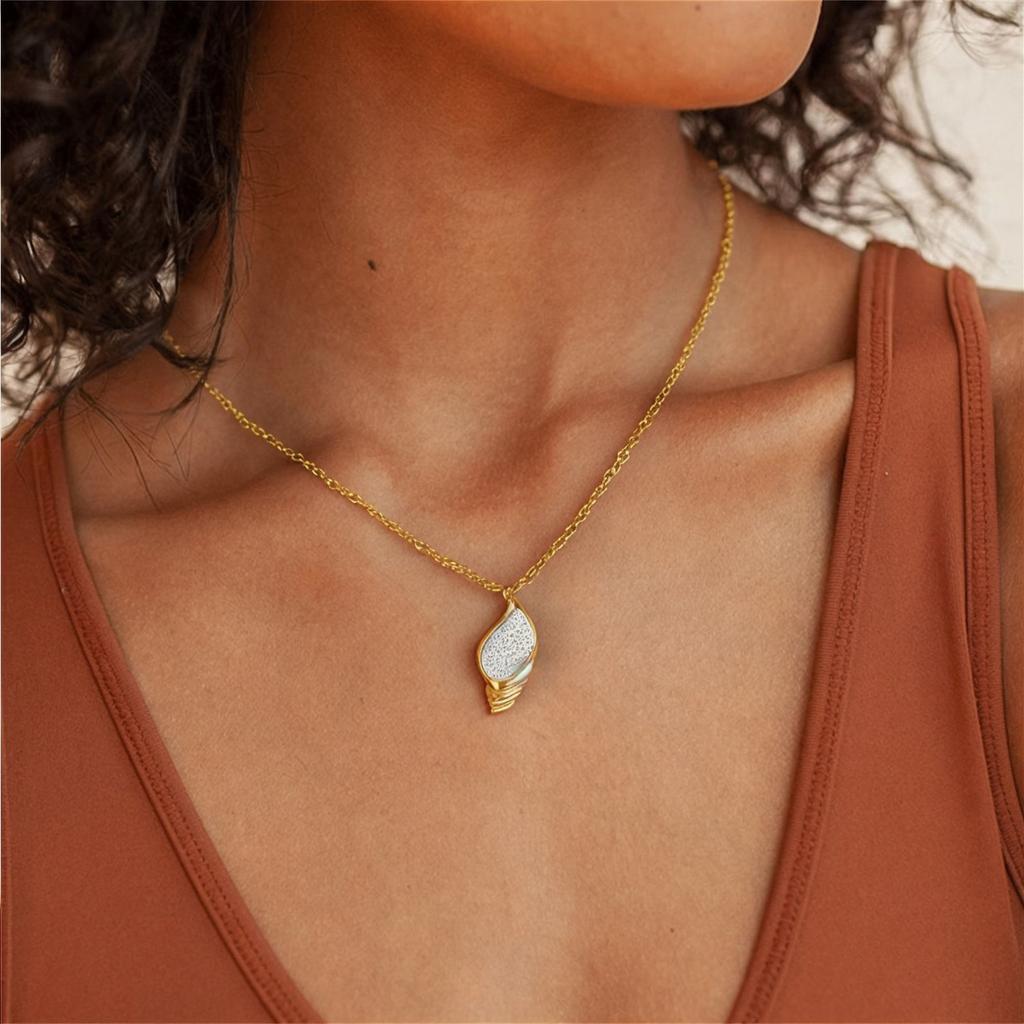1 Stück 18 Karat Vergoldeter Muschel Meeresschnecke Anhänger Halskette 304 Edelstahl Gliederkette Halskette Für Damen Schmuck 45cm + 5cm