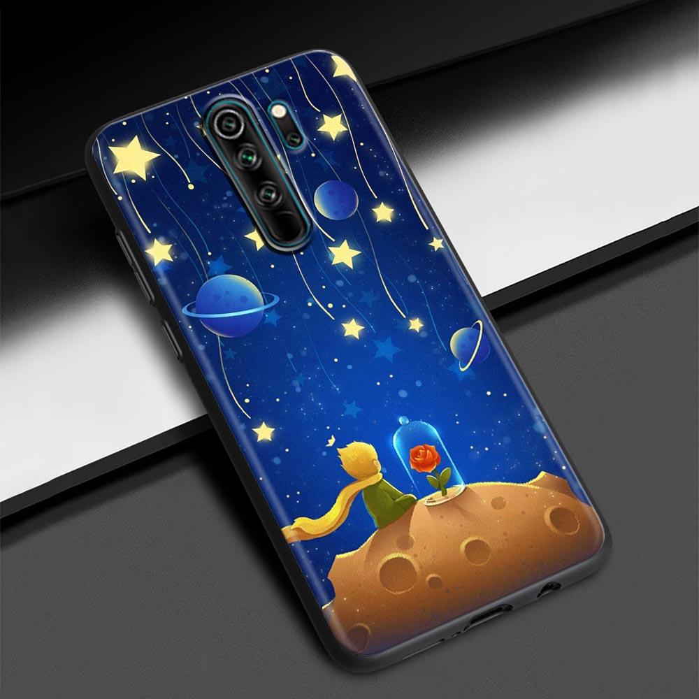 Mały Książę Gwiaździste Niebo Fox Obudowa Telefonu dla Redmi K40 K40S K50 6 6A 7 7A 8 8A 9 9A 9C 9T 10 10C Pro Plus Czarny Miękki Etui