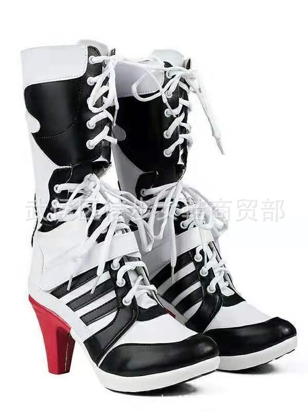 Suicide Squad Clown  Hollow Martin Boots Cosplay Lace-Up Color Matching  Large Size Medium Boots Single Boots
