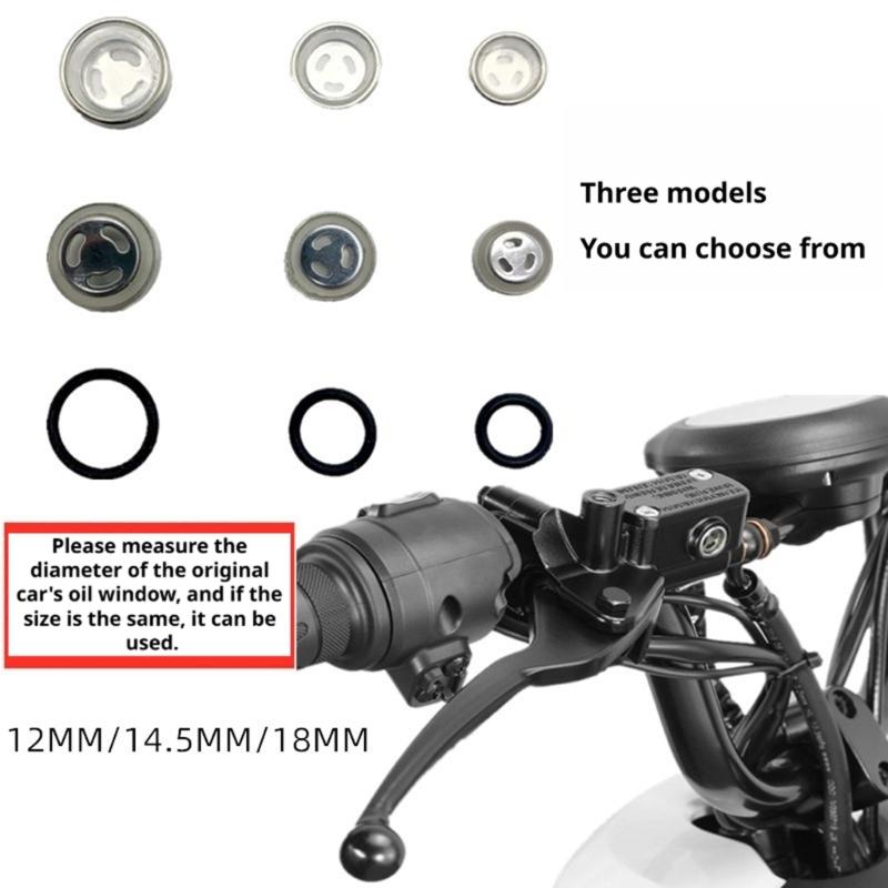 Brake Reservoir Sight Glass Kit for Motorcycle Service, 10-Piece Clear Glass Parts with Rubber Gasket Pieces for Upkeep