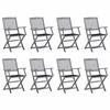 VidaXL Set of 8 Outdoor Folding Chairs with Cushions, Patio Seats, Dining Chairs, Patio Furniture 3078269