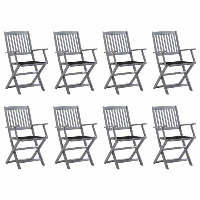 VidaXL Lot de 8 Chaises Pliables d'Extérieur avec Coussins, Sièges de Terrasse, Chaises de Salle à Manger, Meubles de Patio 3078269