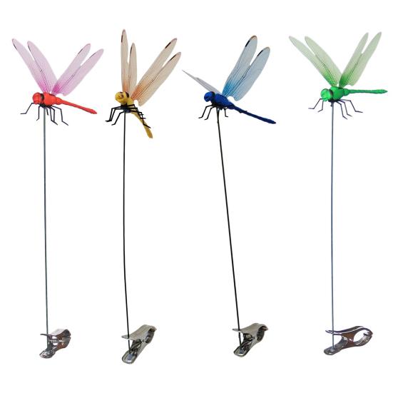 Dragonfly Clip 3D Simulation Flying Dragonfly Garden Decoration Realistic Colorful Fake Dragonfly Hat 4pcs