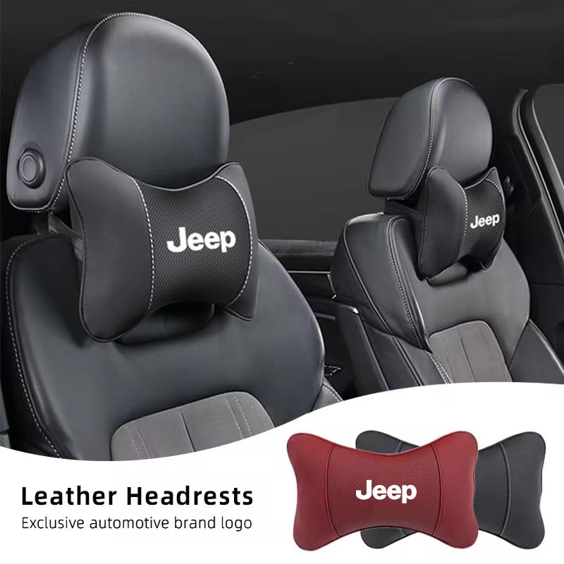 1Pcs Car Seat Headrest Auto Logo Neck Pillow For Jeep Grand Cherokee Wrangler JK Gladiator Compass Renegade Patriot Liberty Comm AMV1