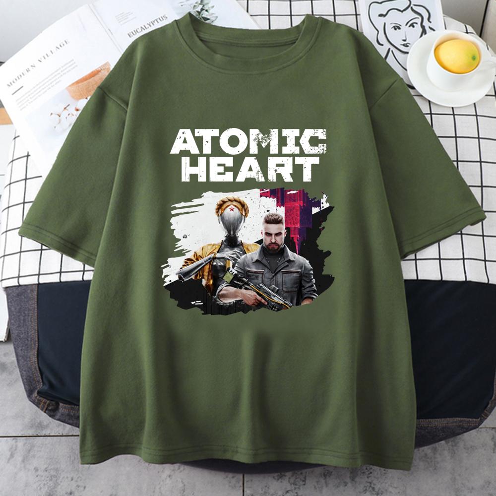 Atomic Heart USSR Game Twins Robot O Neck T Shirts Unisex Cotton High Quality EU Size Tshirt Unisex Streetwear Tshirt Male
