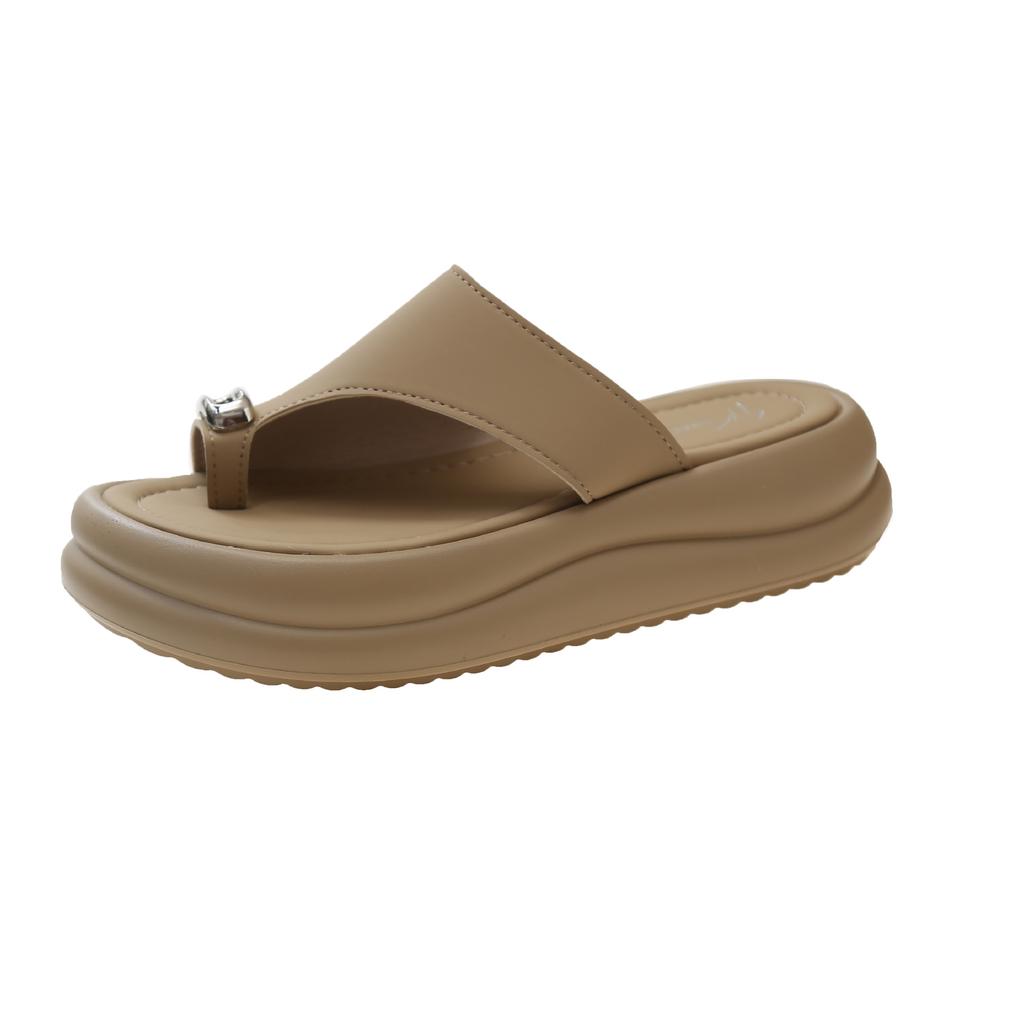 Toe Slippers Women's Summer Wear 2025 New Fashion Non-slip Heightened Thick-bottomed Beach Clip Toe Cool Slippers