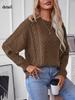 Women Chunky Cable Knit Oversized Pullover Sweater Crew Neck Long Sleeve Solid Color Casual Woven Tops Fall