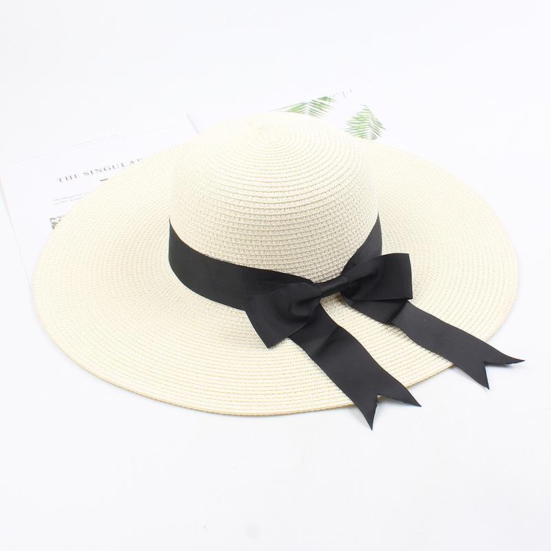 

USPOP Women straw hats sun hats female wide brim beach hat bow summer hat anti uv straw sun hats молоко, білий колір
