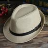 Men's Hat Woven Straw Sunshade Hat Casual Hat Belt Buckle Beach Hat Straw Sun White Wedding Black Belt Fedoras