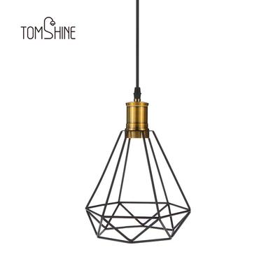 Lampade a sospensione Art Déco a forma di gabbia per uccelli, lampada a piramide minimalista in ferro, illuminazione a lampadina