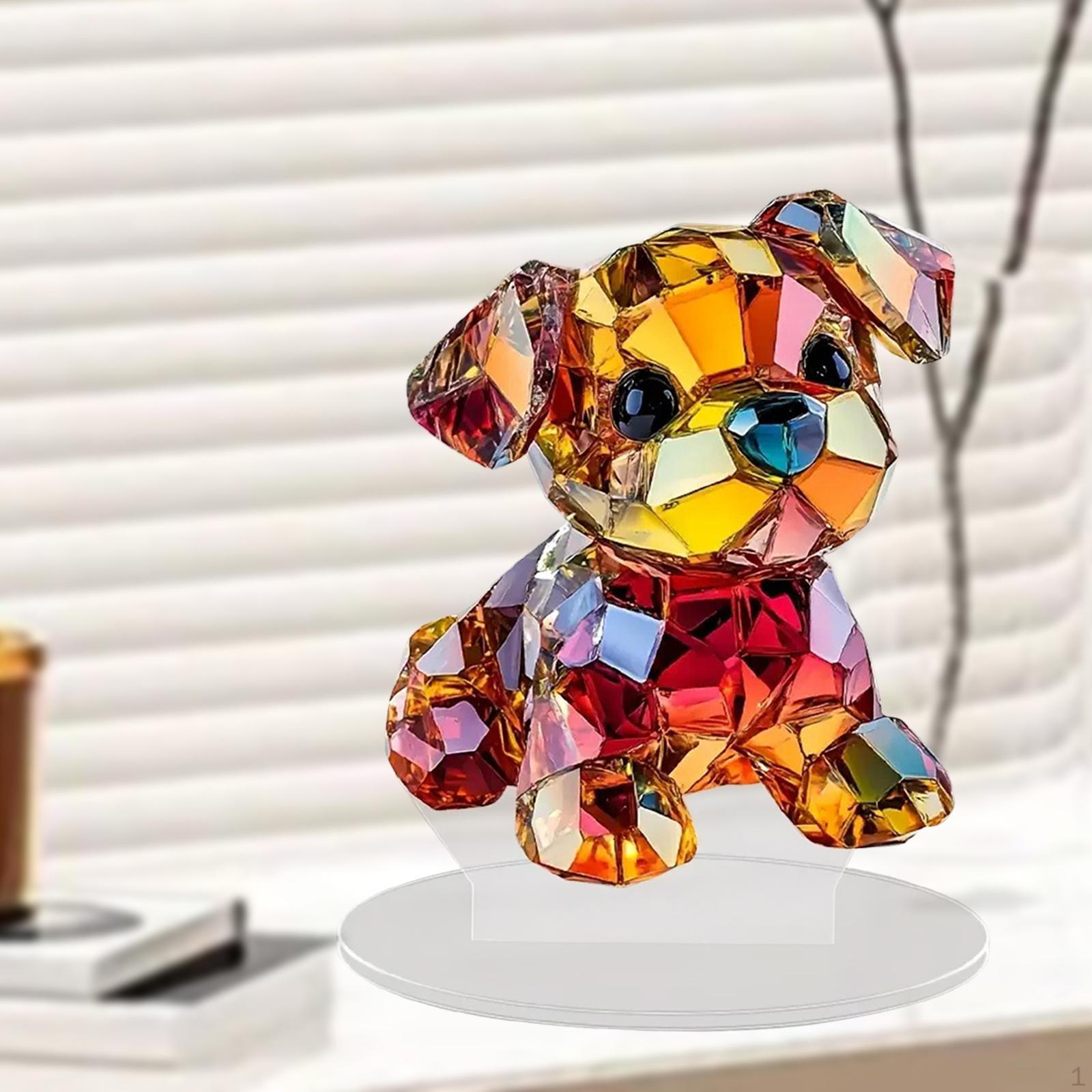 

Colorful Dog Ornament 2D Flat Acrylic Desktop Tabletop Decoration for Office Table