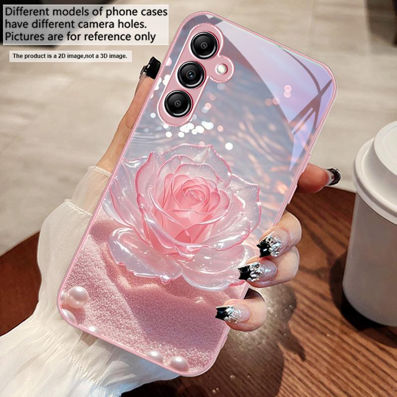 Gradient Crystal Rose For Samsung A 73 72 71 A70 56 55 54 A53 52 A51 A50 42 A35 A34 33 32 31 26 25 24 23 22 30 glass phone case