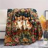 1Pc Floral Dog Print Flannel Blanket, High quality Comfortable for All Seasons, Home Decor, Warmth and Comfort, Perfect for Christmas Gifts
