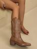 Cowgirl High Knee Boots 2024 New Trend Wedge Heels Embroidered Winter Shoes for Women
