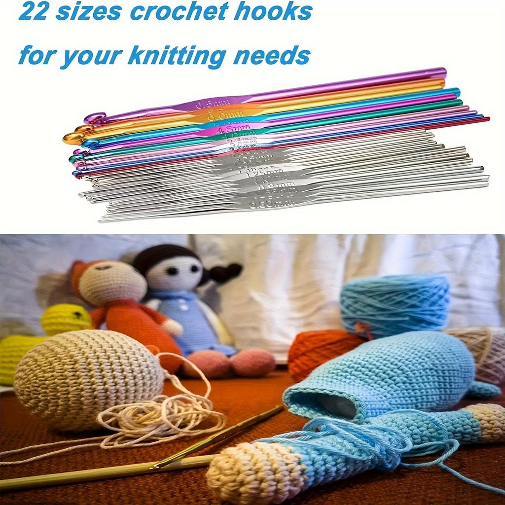 100-Piece Rose Red Crochet Hooks Set, Metal Crafting Needles, Scissors, Knitting Gauge & DIY Sewing Accessories Kit with Carrying Case for All Seasons