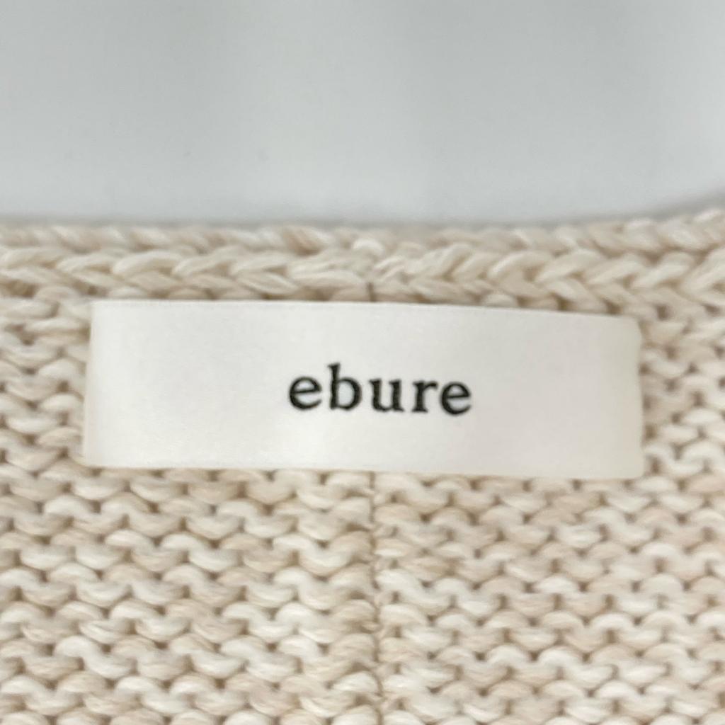 Ebure Beige Cashmere Blend Color Mix Log Gauge Knit Pullover Tops Not Written beigeUsed