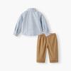 Children's Striped Long-Sleeve British-Style Two-Piece Suit for Boys, Spring 2025