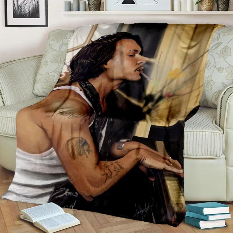 Deka série 3D tisku Johnny Depp, Měkká přehozová deka pro domácnost Ložnici Postel Pohovku Piknik Cestování Kancelář Krycí deka na odpočinek Děti