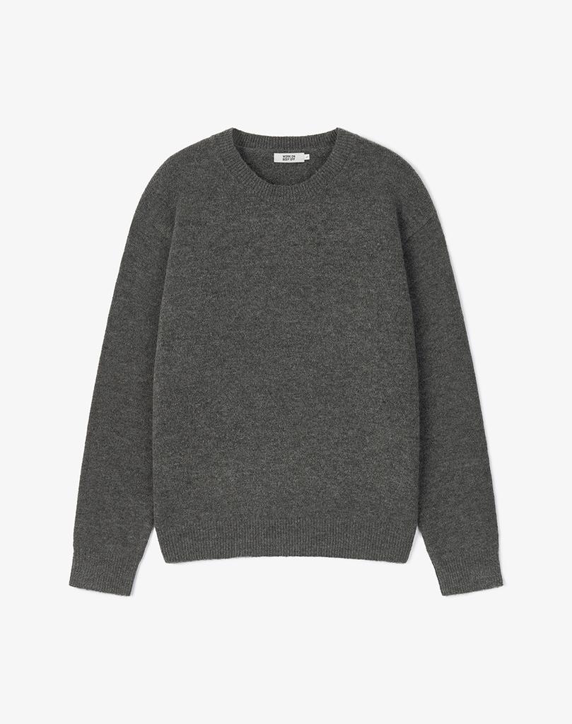 WORK ON BODY OFF Morby Semi-Overfit Plain Long Sleeve Knit [Charcoal]