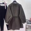 Khaki trench coat women's medium and long autumn and autumn new loose and good-looking clothes