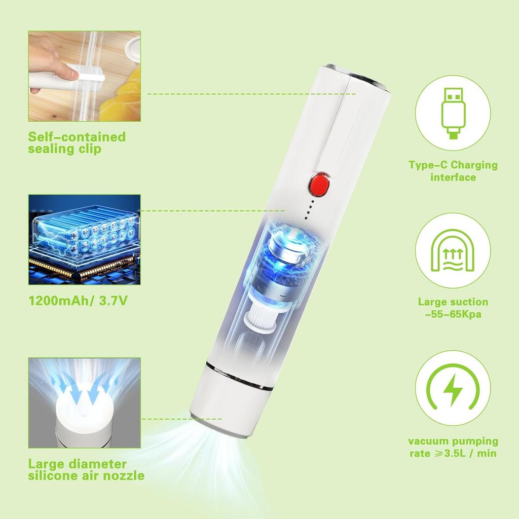 Vacuum Sealer Handheld vacuum sealing machine with 5 Vacuum Bags Type-C Charging Portable Mini Fresh Food Preservation Sealer