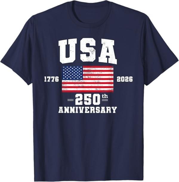 4th of July America US Flag Patriotic 250th Anniversary USA T-Shirt