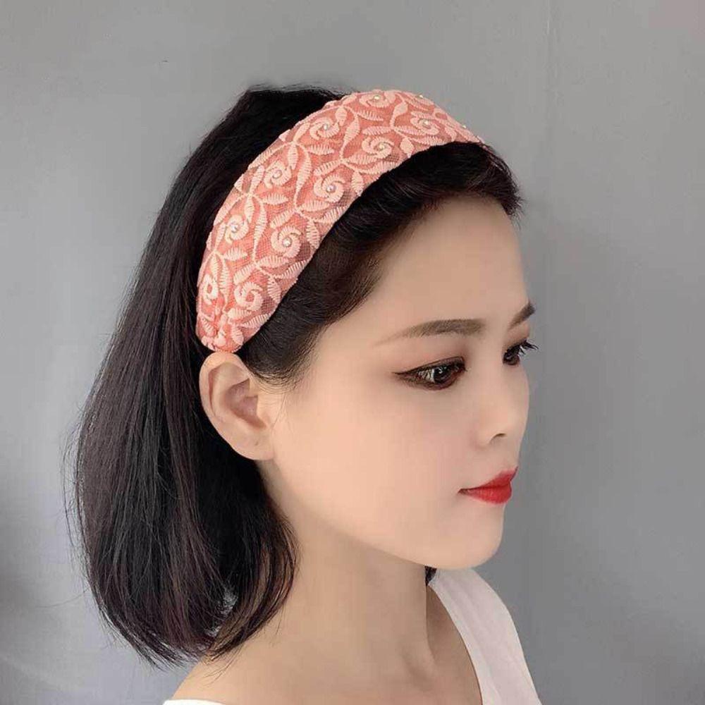 Wide Side Women Hair Hoop Crystal Korean Head Wrap Trendy Mother Hair Hoop  Hair Decoration