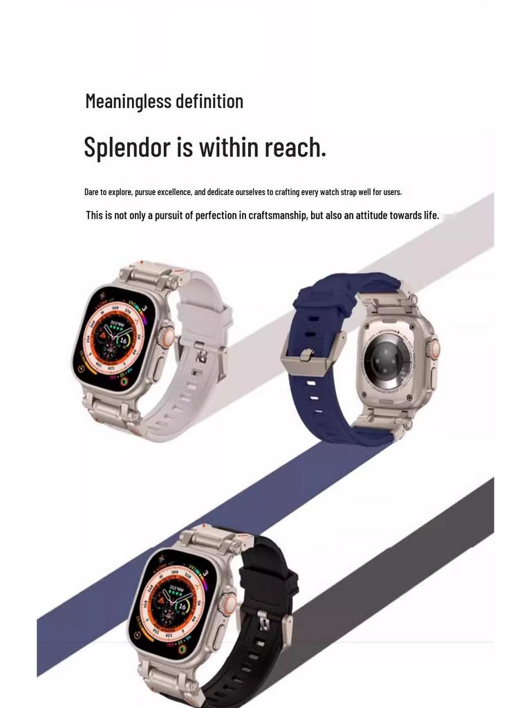 Compatible Silicone Explorer Band for Apple Watch Series 8, 9, and Ultra Models