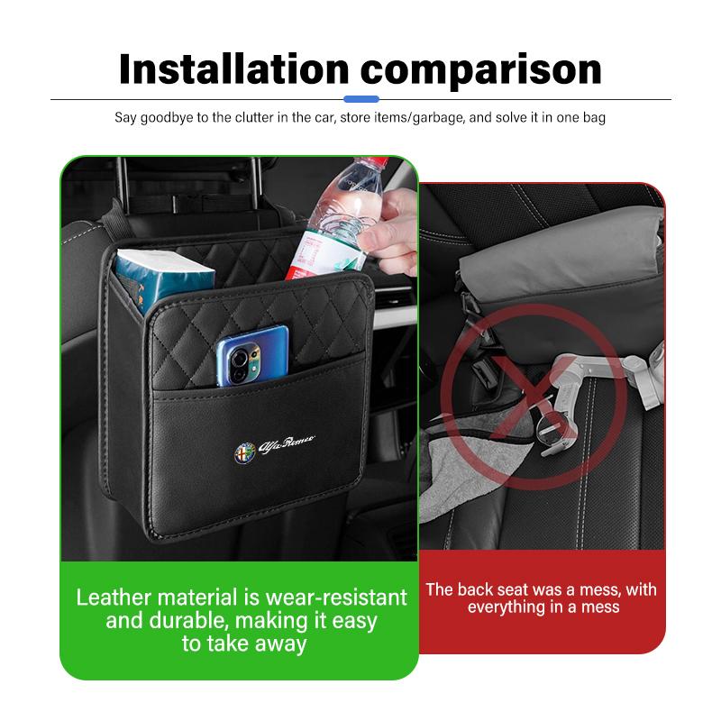 Car Stickers For Alfa Romeo Car Leather Storage Bag Seat Backrest Organizer Box Auto Accessories For Alfa Romeo Giulietta GT 159