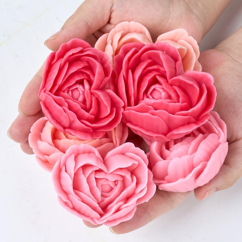 3D Kärleksformad Blomma Ljus Silikonform DIY Hjärta Ros Aromaljus Tvålformar Gips Harts Choklad Bakning Tillverkning Heminredning
