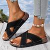 Summer Cross-belt Thick-soled Slope and Simple Outerwear Beach Flip-flops for Women