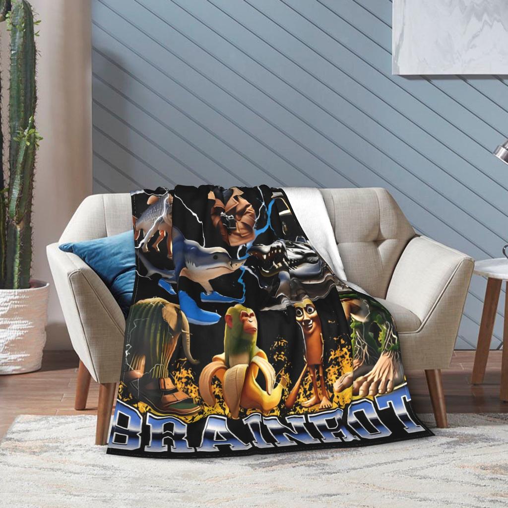 Bombardiro Crocodilo Tralalero Tralala  Blankets Italian Brainrot  Flannel Soft Throw Blanket for Home Restaurant Textile Decor