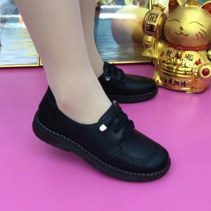 Autumn soft leather single shoes new beef tendon soft sole soft surface non-slip medium casual small leather shoes