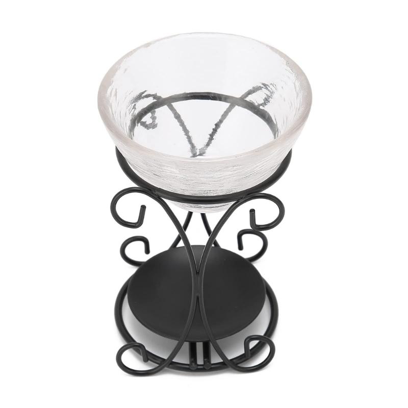 Elegant Scent Burners Essential Oil Diffuser With Crystal Glass Dish and Iron Stand Candle Melter For Home Decoration