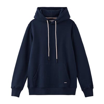 360G Heavy Hooded Long-sleeved Japanese Casual Pullover In Autumn, Navy Blue Dark Blue Men's Sweatshirt