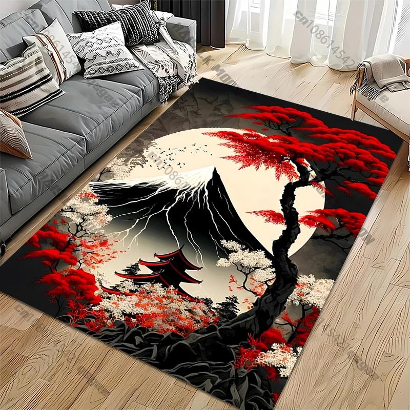 

1PC Japanese Style Mount Fuji Illustration Carpet for Living Room Game Rugs Soft Floor Cartoon Rugs Bathroom Rug Mat Yoga Mat 40x60cm