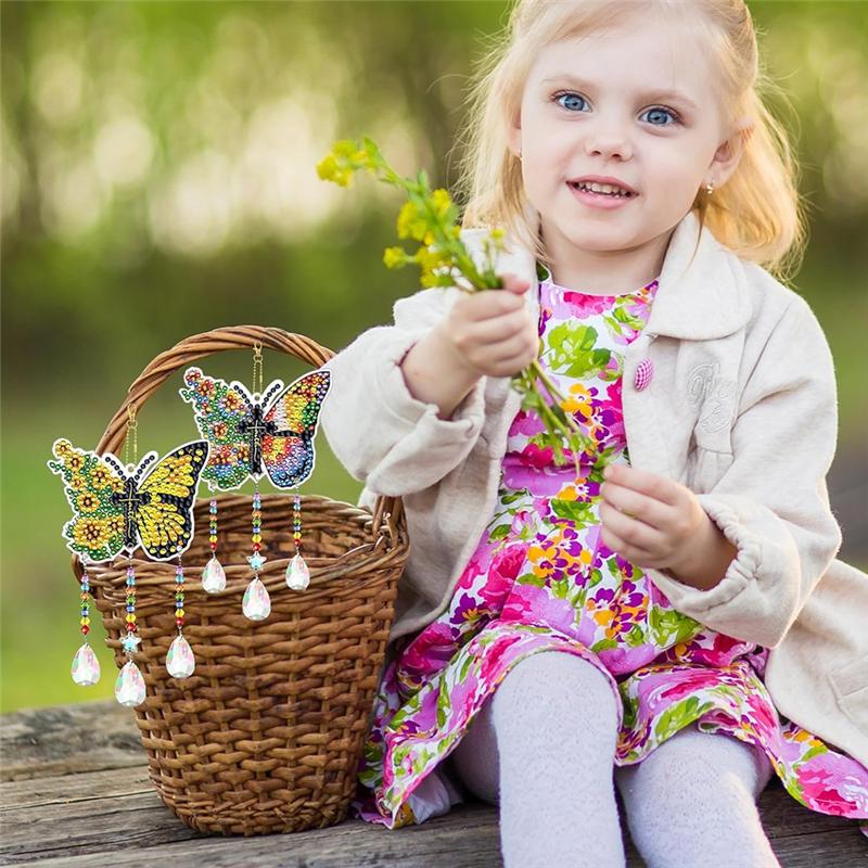 Promotion! DIY Painting Wind Chime Double Sided Paint Hanging Ornament For Garden Wind Spinner Butterfly 6 Pieces