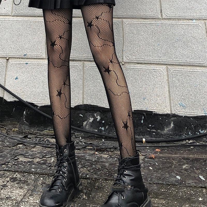 16 Styles Hollowed Out Lace Mesh Stockings Bottomed Pantyhose High Waist Tights Fishnet Stocking Lolita Style For Women