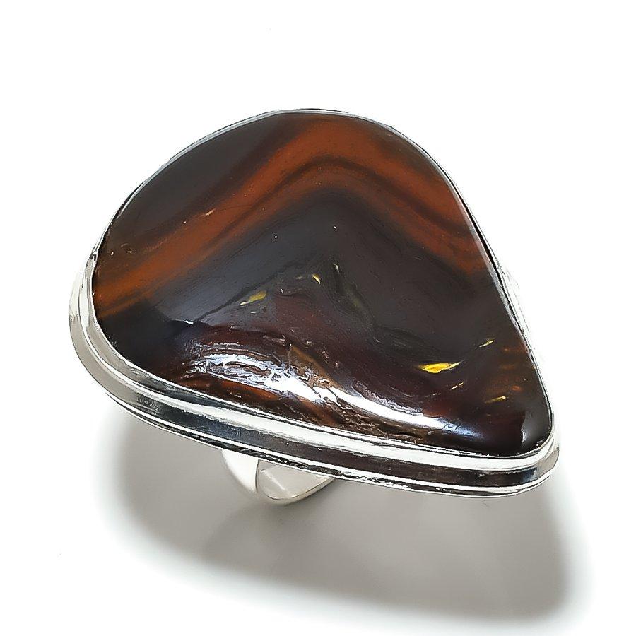 Tiger Eye Handmade 925 Sterling Silver Gift Jewelry Ring Size 7 W0H78