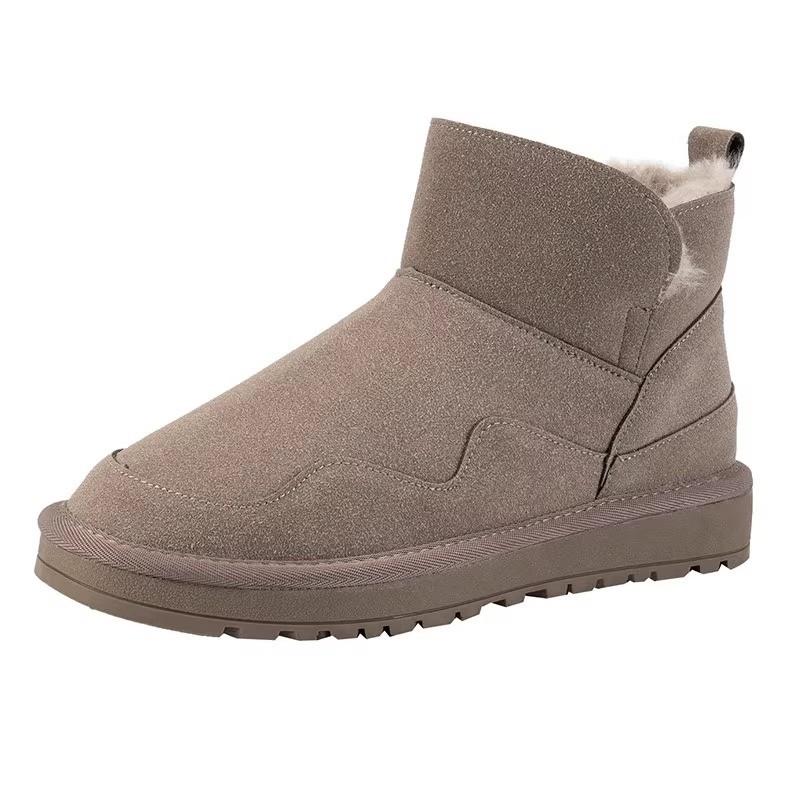 Women's Winter Platform Snow Boots Warm Faux Suede Ankle Booties Shoes With Faux Fur Lining Comfortable Fuzzy Anti-Slip Walking Short Boots for Women