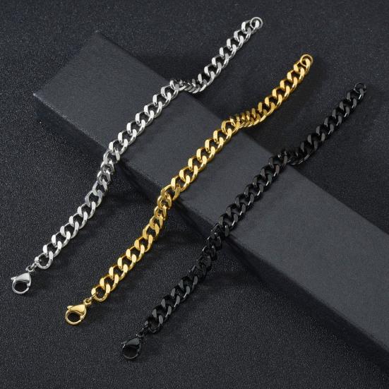 Brățară pentru bărbați, lanț gros, stil cubanez, culoare solidă, lustruită, netedă, scobită, din oțel inoxidabil, Hip Hop, pentru petrecere, pentru club, bijuterii pentru încheietura mâinii