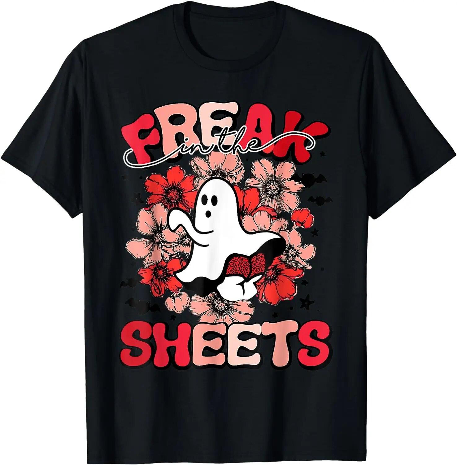 

Funny Spooky Sheets Halloween Floral Ghost Flowers T-Shirt Short Casual Cotton for Unisex Women Kids Vintage T Shirt Four Seasons