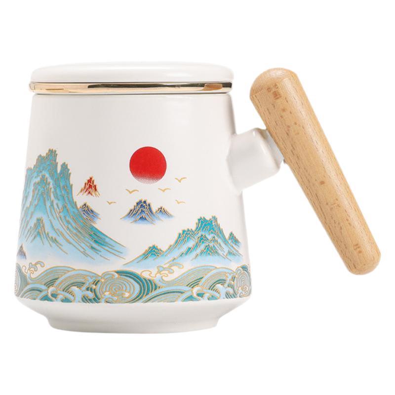 Ceramic Water Cup With Filter Tea Separation Tea Cup Mid-Autumn Festival National Day Teachers' Day Souvenir Lettering