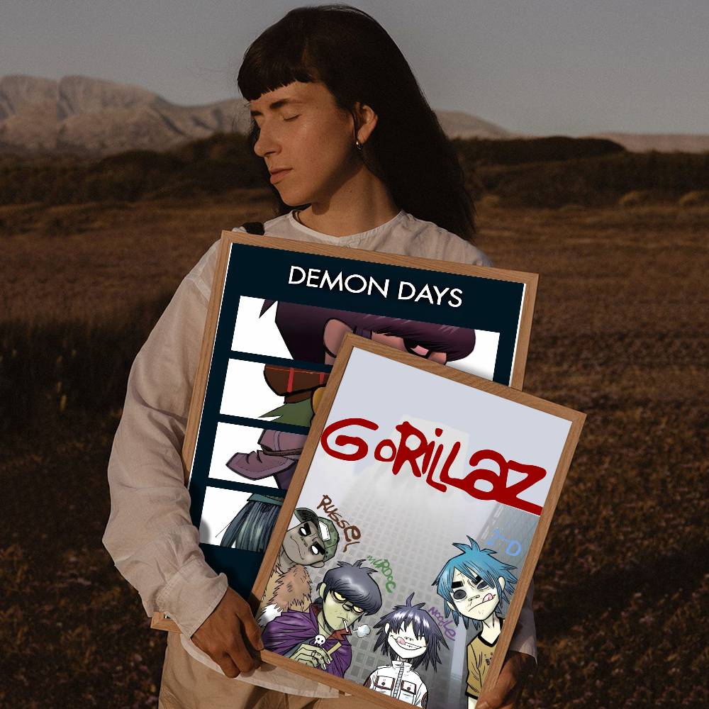 Band G-Gorillaz Classic Vintage Posters Decoracion Painting Wall Art White Kraft Paper Kawaii Room Decor