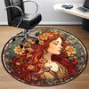 1pc Floral Portrait Office Round Area Rug, Indoor Mat Suitable For Office, Under Office Chairs Bedroom Living Room Home Decor, Room Deco