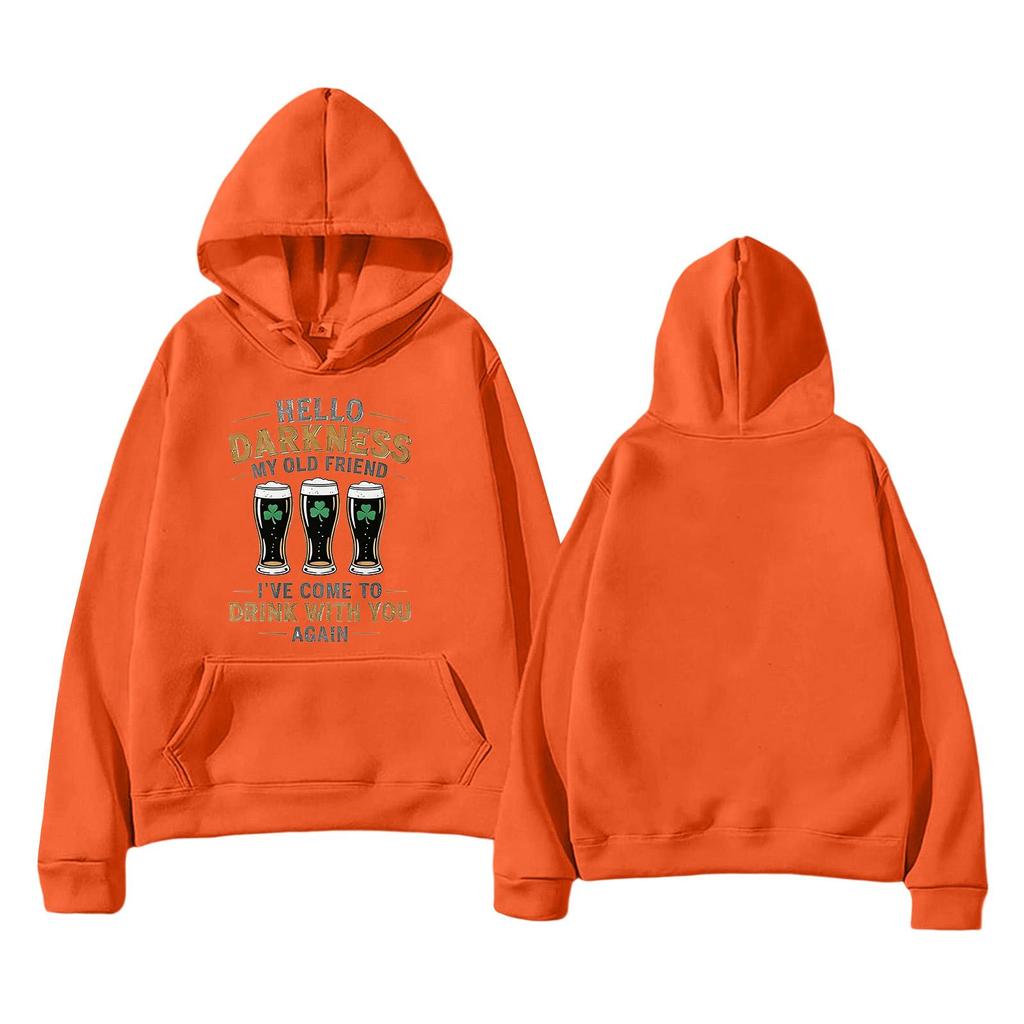 קפוצון קל משקל אופנתי יוניסקס עם שרוולים ארוכים וכיסים, מודפס