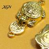 Positive Energy Charm Golden Turtle Feng Shui Ornament for Wealth And Prosperity, Metal Chinese Luck Handcrafted Brass with Faux Leather Sleeve,