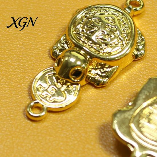 Positive Energy Charm Golden Turtle Feng Shui Ornament for Wealth And Prosperity, Metal Chinese Luck Handcrafted Brass with Faux Leather Sleeve,
