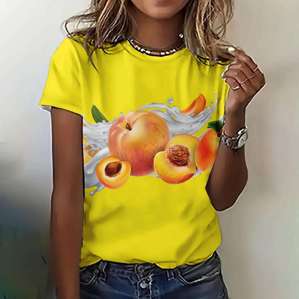 Summer Fruit Lemon Avocado 3D Print Women Streetwear Casual Fashion Short Sleeve T Shirt O-neck Tops Tees